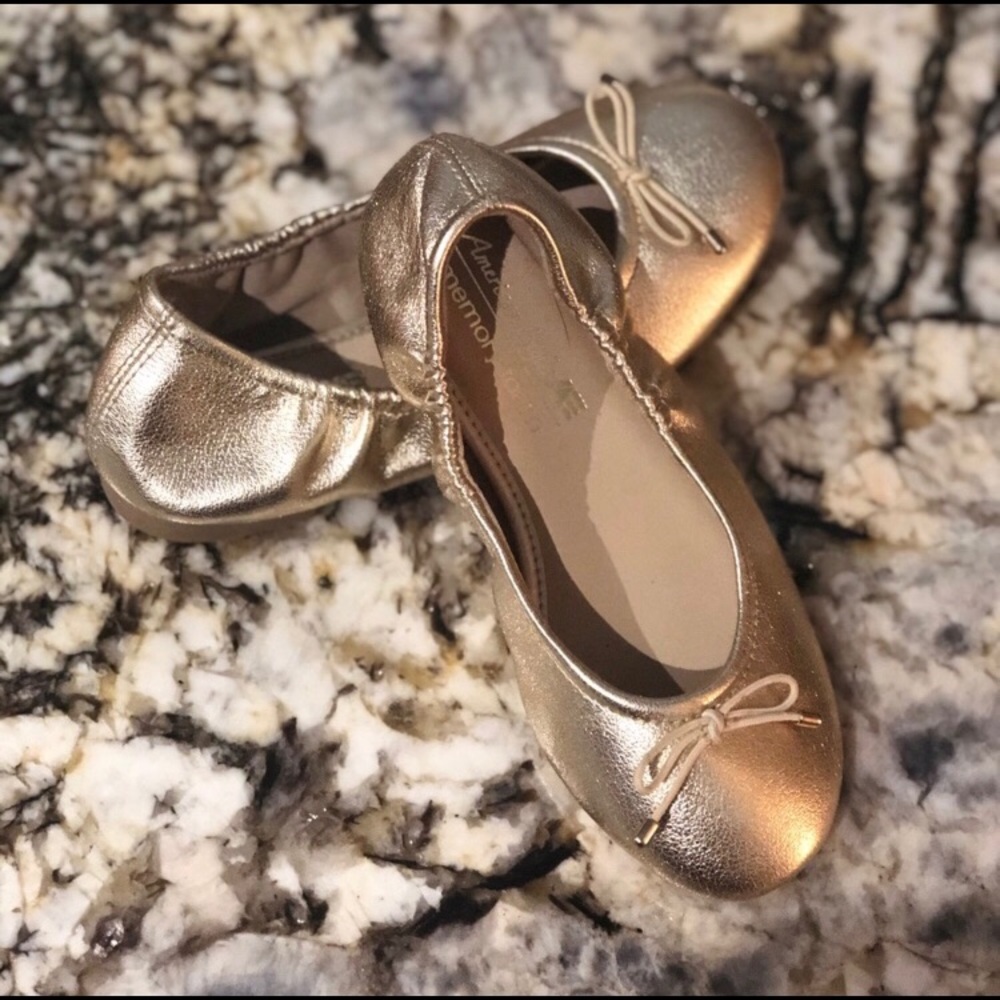 Gold America Eagle Girls Ballet Flats